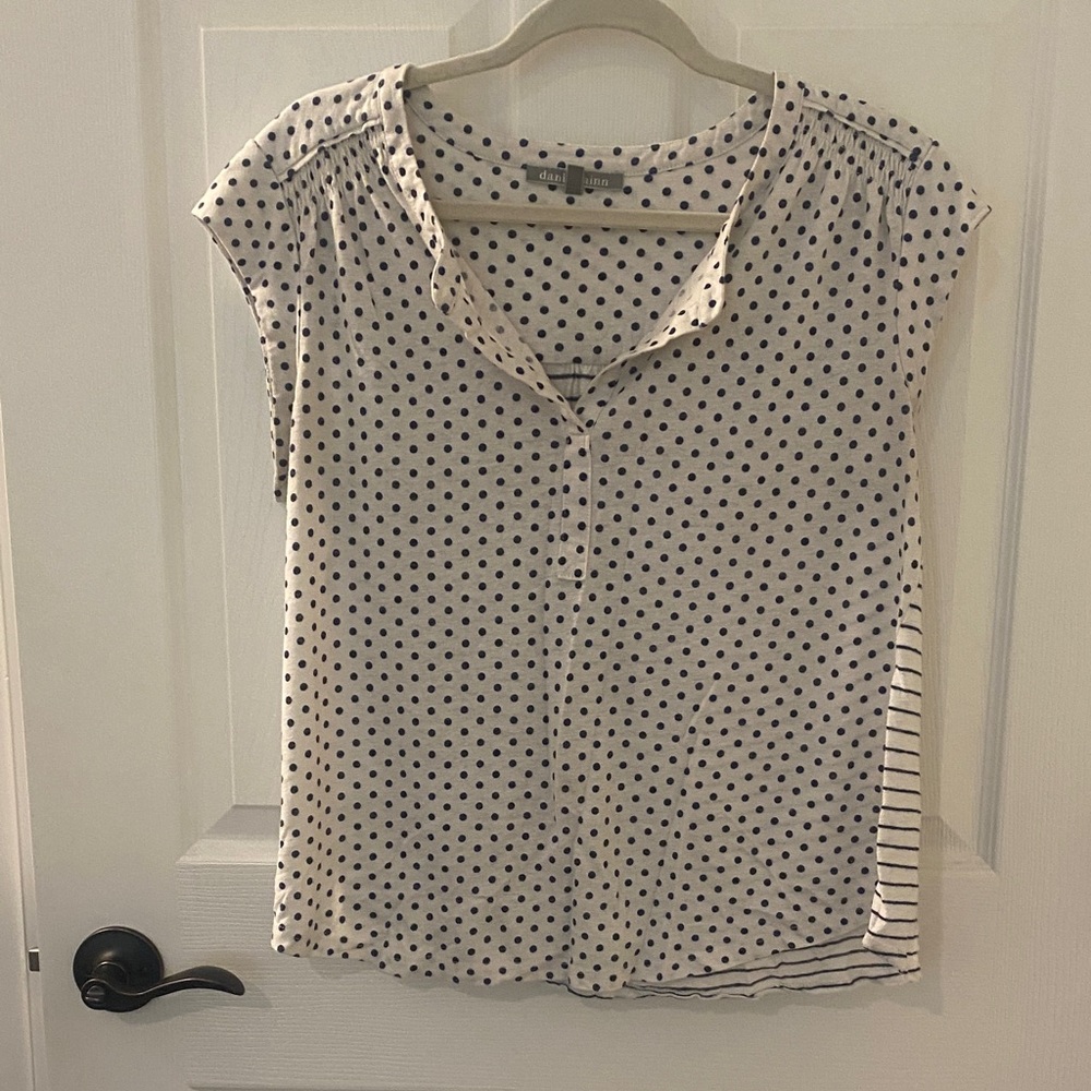 Daniel Rainn Blue Polka Dot Blouse